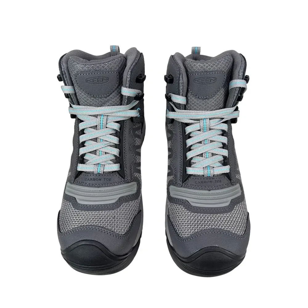 Keen‎ Reno Mid Work Boot Womens 8 Wide Carbon Toe Waterproof Grey Leather